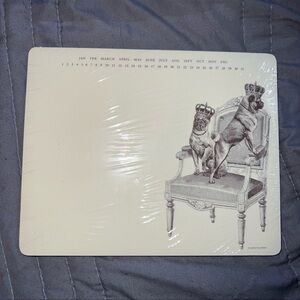 NWT 50-PAGE MOUSEPAD NOTEPAD//FRENCH ROYALTY//PUG DOGS//NEVER ENDING CALENDAR